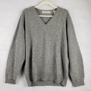 John Ashford Men's L Lambswool Pullover Sweater Light Gray Classic Minimalist